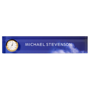 Blue Sky Unique Chic Modern Minimal Nameplate