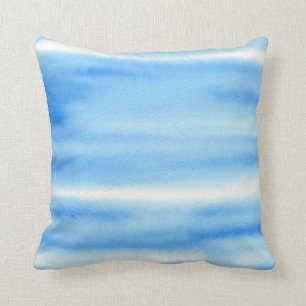Blue Sky Watercolor Abstract Pillow