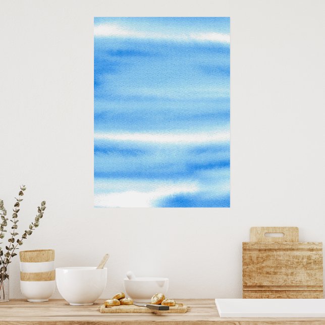 Blue Sky Watercolor Abstract Poster (Kitchen)