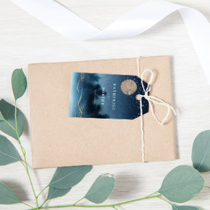Blue Sky Watercolor Landscape Wedding Monogram Gift Tags