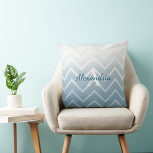 Blue Sky White Chevron Cushion