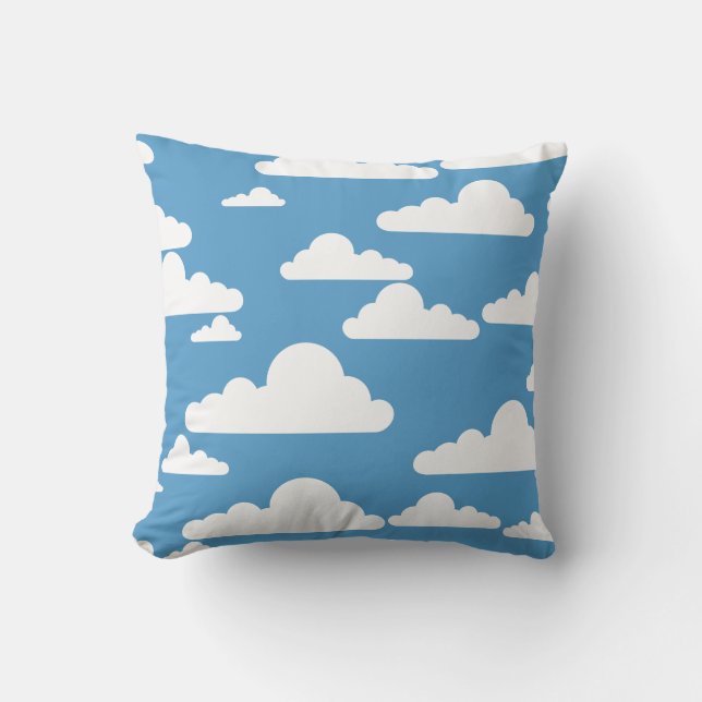 Blue Sky White Cloud Pattern Pillow (Front)