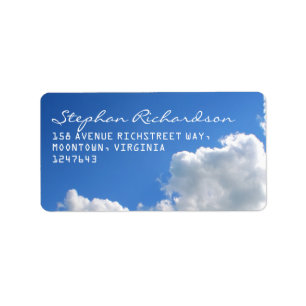 blue sky white clouds address labels