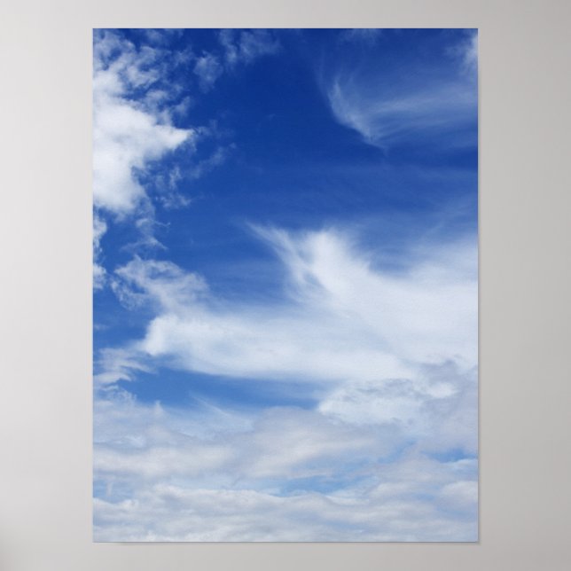 Blue Sky White Clouds Background - Customised Poster (Front)