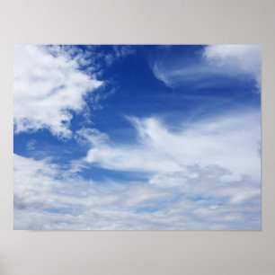 Blue Sky White Clouds Background - Customized Poster