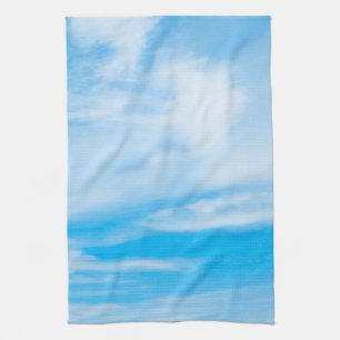 Blue Sky White Clouds Elegant Custom Template Tea Towel
