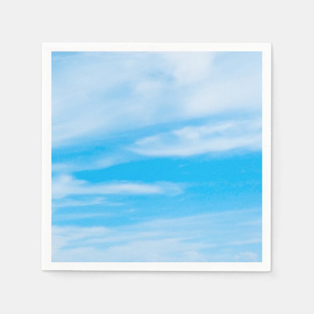 Blue Sky White Clouds Elegant Template Modern Napkin (Front)