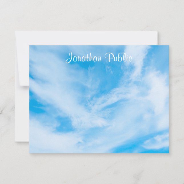 Blue Sky White Clouds Handwritten Template Script (Front)