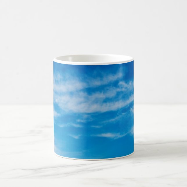 Blue Sky White Clouds Heavenly Cloud Background Coffee Mug (Center)