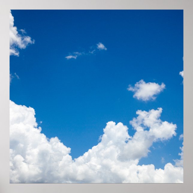 Blue Sky White Clouds Heavenly Skies Background Poster (Front)