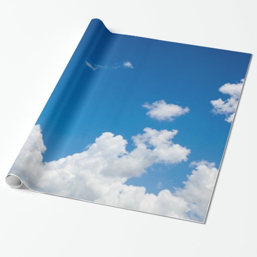 Image of Blue Sky White Clouds Heavenly Skies Background Wrapping Paper