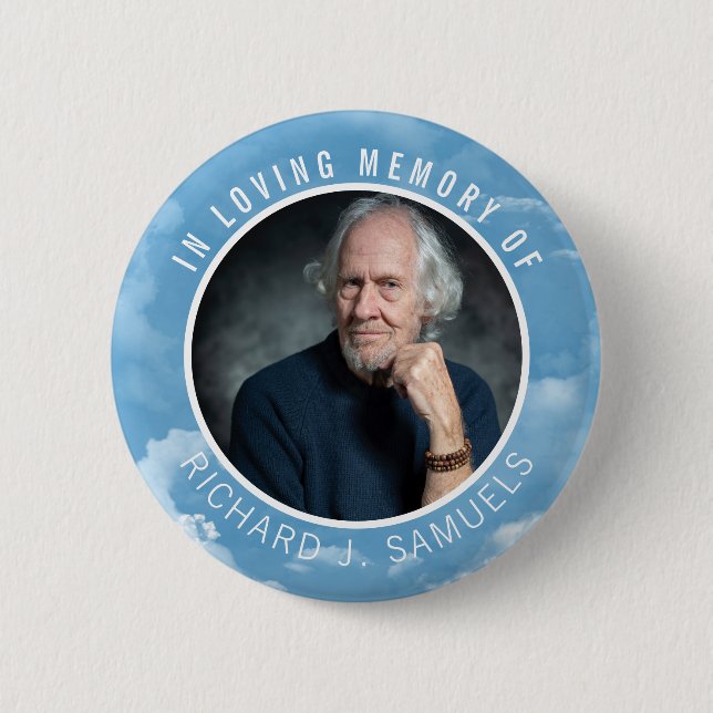 Blue Sky White Clouds In Loving Memory Photo 6 Cm Round Badge (Front)