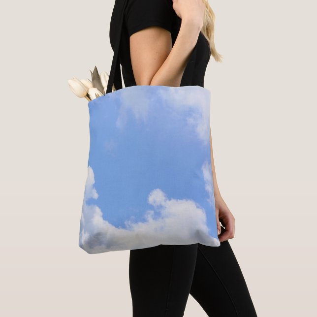 Blue Sky White Clouds Nature Tote Bag (Close Up)