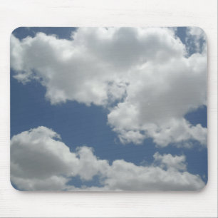 Blue Sky White Clouds Print Fun Mouse Mat