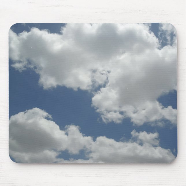 Blue Sky White Clouds Print Fun Mouse Mat (Front)