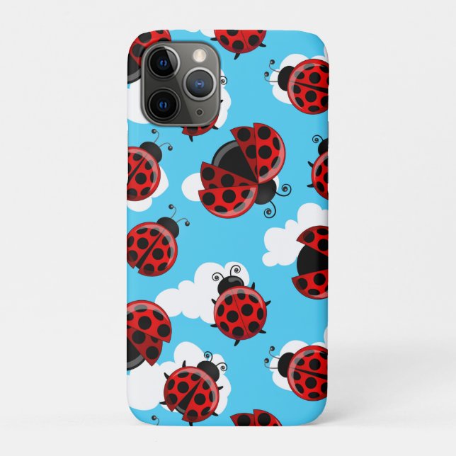 Blue Sky White Clouds Red Ladybug Beetle Case-Mate iPhone Case (Back)