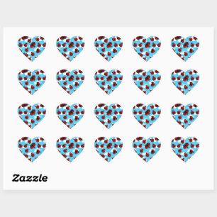 Blue Sky White Clouds Red Ladybug Beetle Heart Sticker