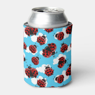 Blue Sky White Clouds Red Ladybug Beetle Insect Can Cooler