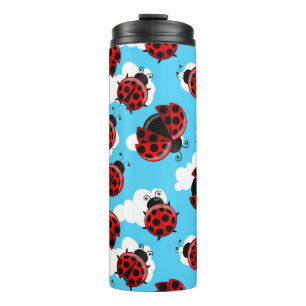 Blue Sky White Clouds Red Ladybug Beetle Insect Thermal Tumbler