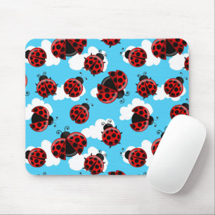 Blue Sky White Clouds Red Ladybug Beetle Mouse Mat