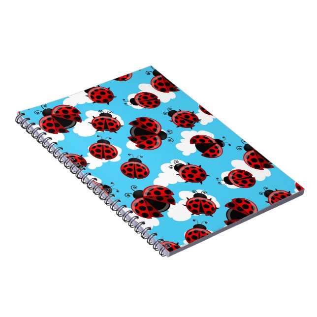 Blue Sky White Clouds Red Ladybug Beetle Notebook (Right Side)