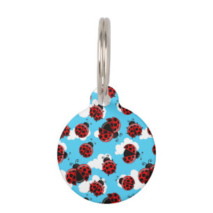 Blue Sky White Clouds Red Ladybug Beetle Pet Tag