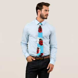 Blue Sky White Clouds Red Ladybug Beetle Tie