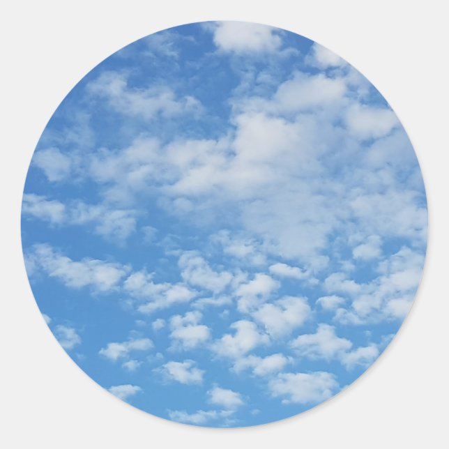 Blue Sky White Clouds Sticker Label (Front)