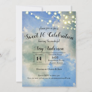 Blue Sky & White Clouds Sweet 16 Birthday Invitation