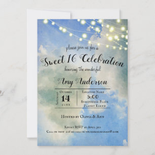 Blue Sky & White Clouds   Sweet 16 Birthday Invitation