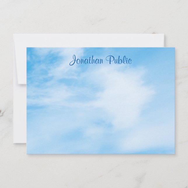Blue Sky White Clouds Template Custom Calligraphy (Front)