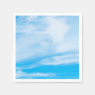 Blue Sky White Clouds Template Elegant Modern Napkin