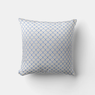 Blue Sky White Grey Art Deco Net Delicate Cushion