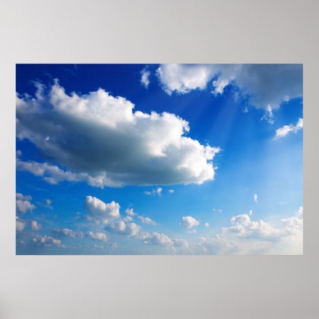Blue sky with cloud closeup. poster (Front)