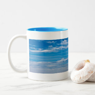 Blue Sky With Cloud Streaks Two-Tone Coffee Mug