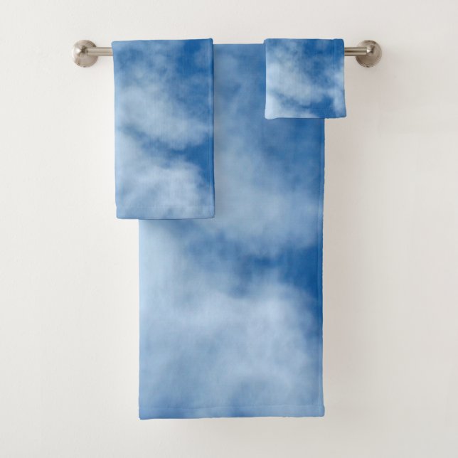 Blue Sky with Clouds Nature Photography Bath Towel Set (Insitu)