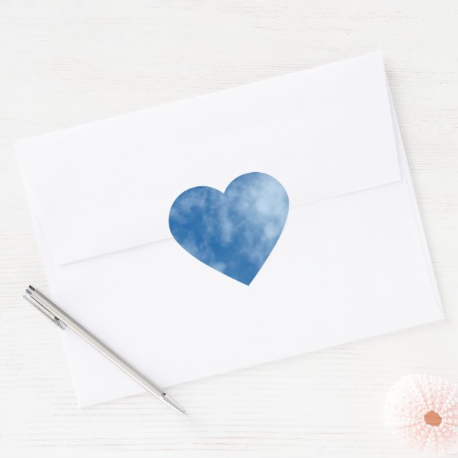 Blue Sky with Clouds Nature Photography Heart Sticker (Envelope)