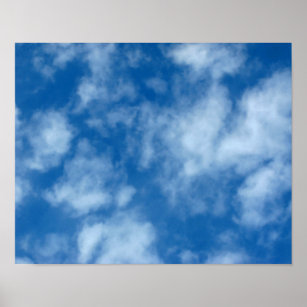Blue Sky with Clouds Nature Photography Poster