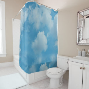 Blue Sky with Clouds Shower Curtain