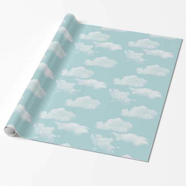 Blue sky with clouds wrapping paper (Unrolled)