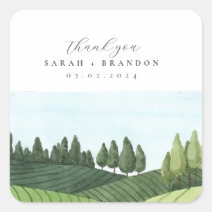 Blue Sky with field Wedding Rectangular Sticker