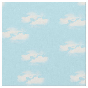 Blue sky with fluffy clouds fabric