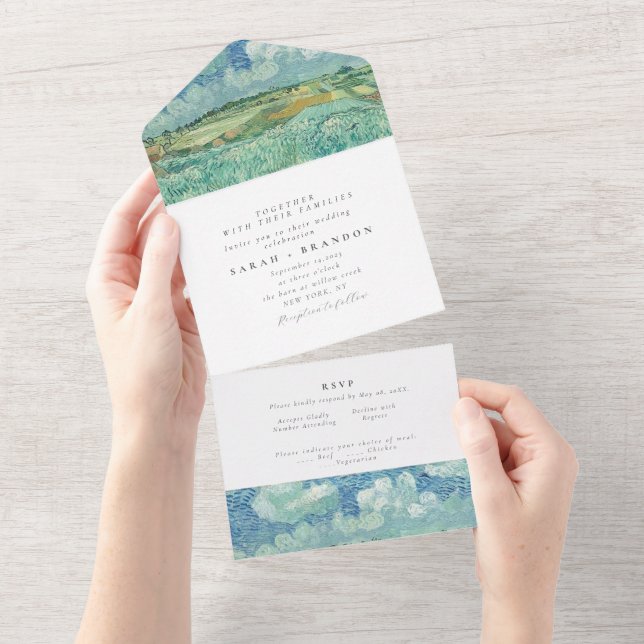 Blue Sky with Green field wedding invitation (Tearaway)