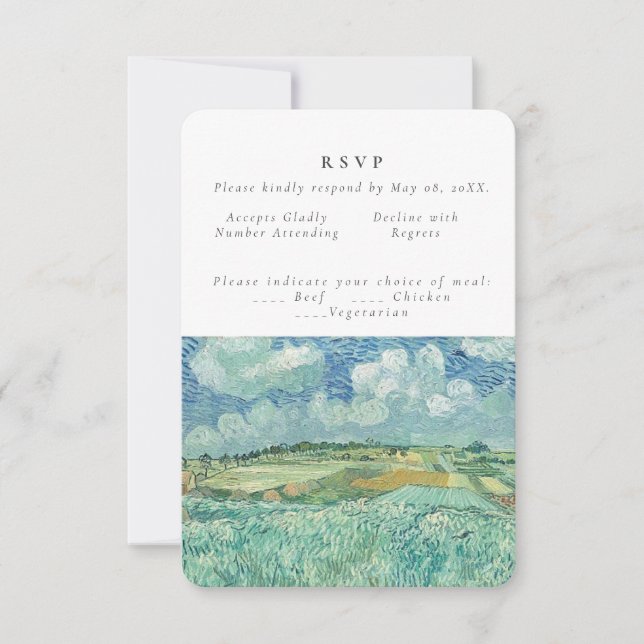 Blue Sky with Green field wedding RSVP Invitation (Front)