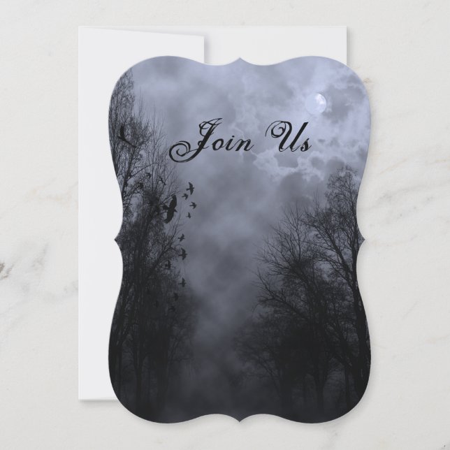 Blue Sky with Ravens Custom Halloween Invitations (Front)