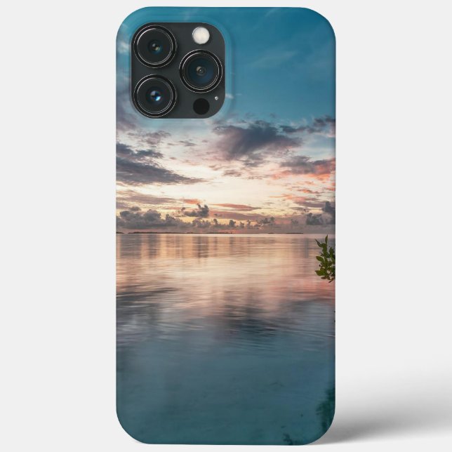 blue sky with red and dark clouds reflected on sea Case-Mate iPhone case (Back)