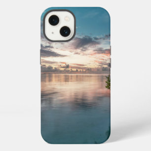 blue sky with red and dark clouds reflected on sea iPhone 13 case