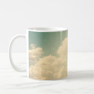 Blue sky with some white puffy cloudssky, vintage, coffee mug