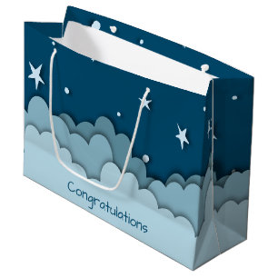 Blue Sky with Stars and Clouds Congratulations Large Gift Bag