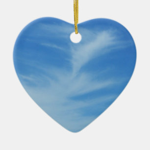 Blue Sky with White Clouds Abstract Nature Photo Ceramic Tree Decoration